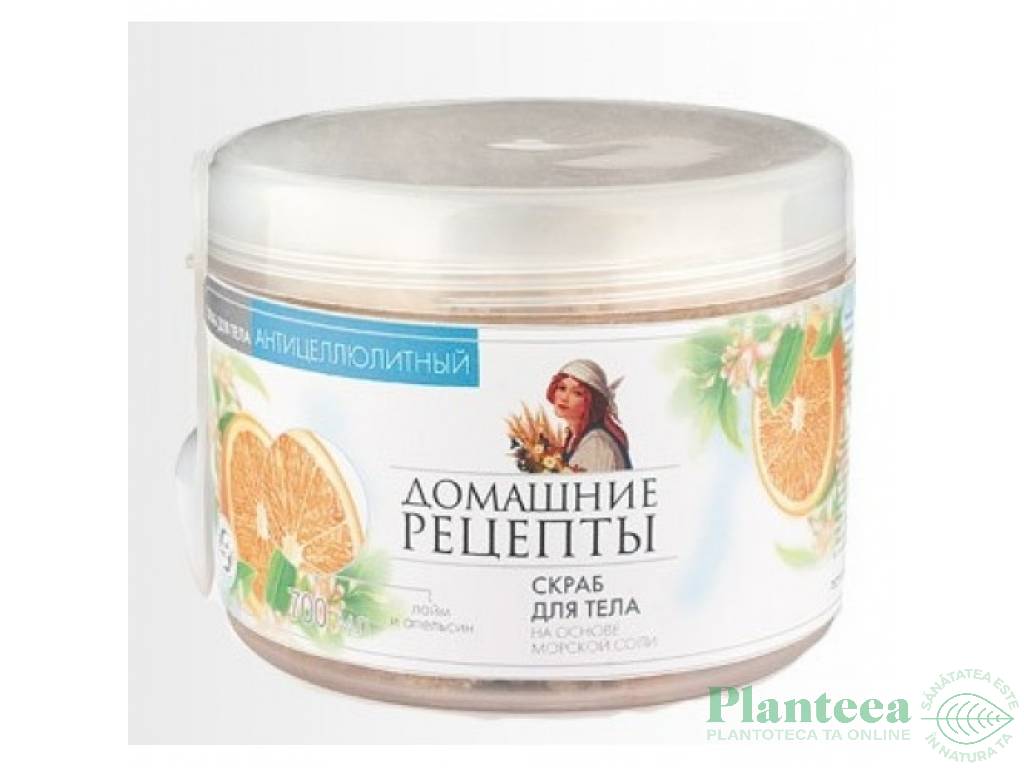 Scrub corp anticelulitic sare mare uleiuri lime portocal 500ml - RETETELE CASEI