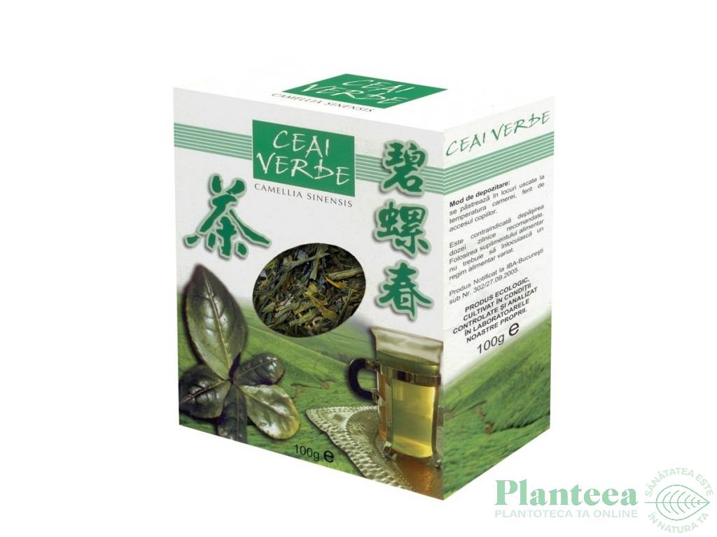 Ceai verde frunze cutie 100g - PARAPHARM