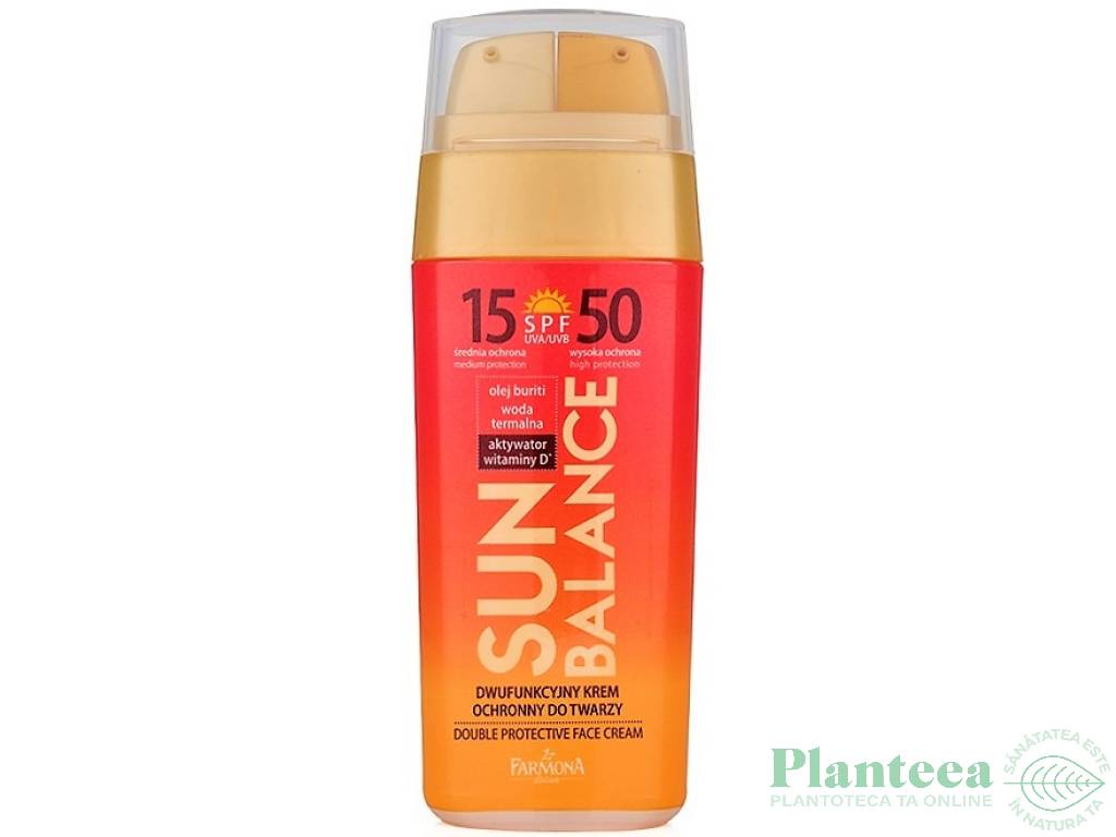 Crema fata protectoare bifunctionala spf15 spf50 Sun Balance 2x15ml - FARMONA