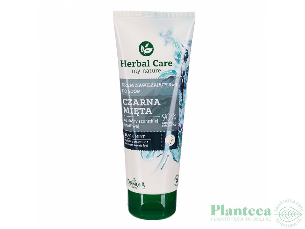 Crema picioare hidratanta 3in1 menta neagra Herbal Care 100ml - FARMONA