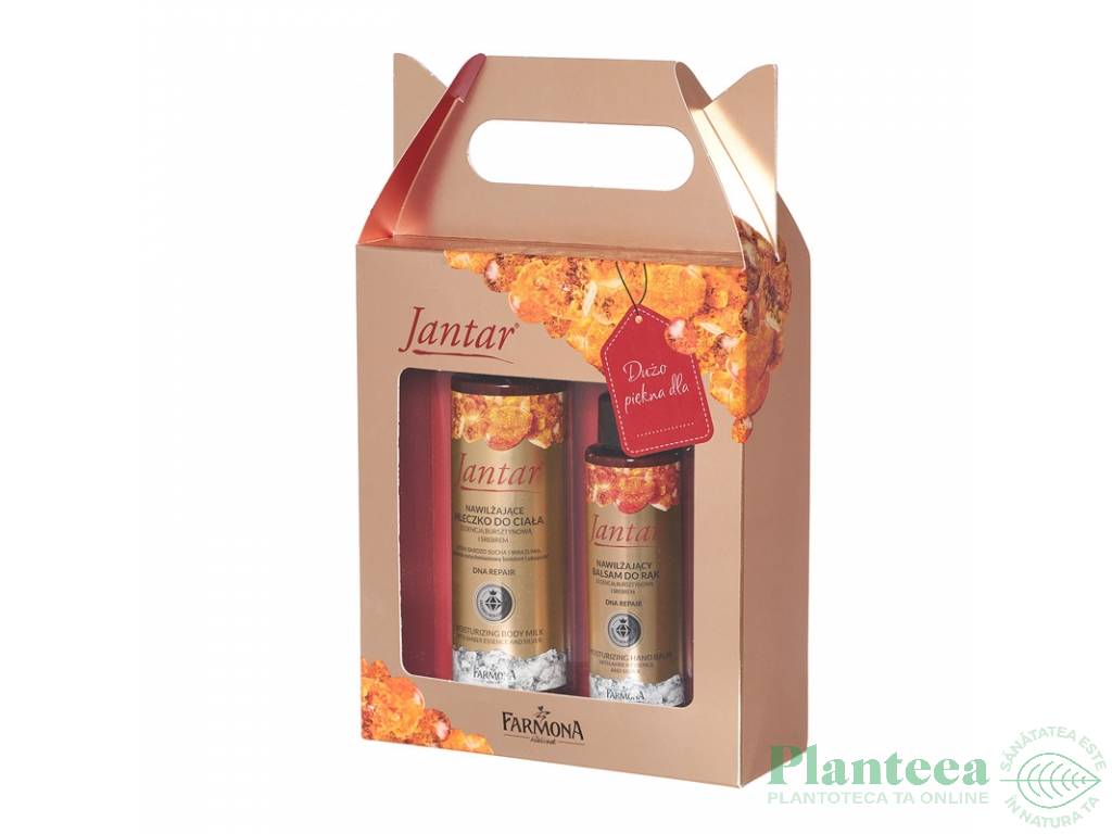 Set Cadou chihlimbar argint [Lapte corp 200ml+Balsam maini 100ml] Jantar 2b - FARMONA