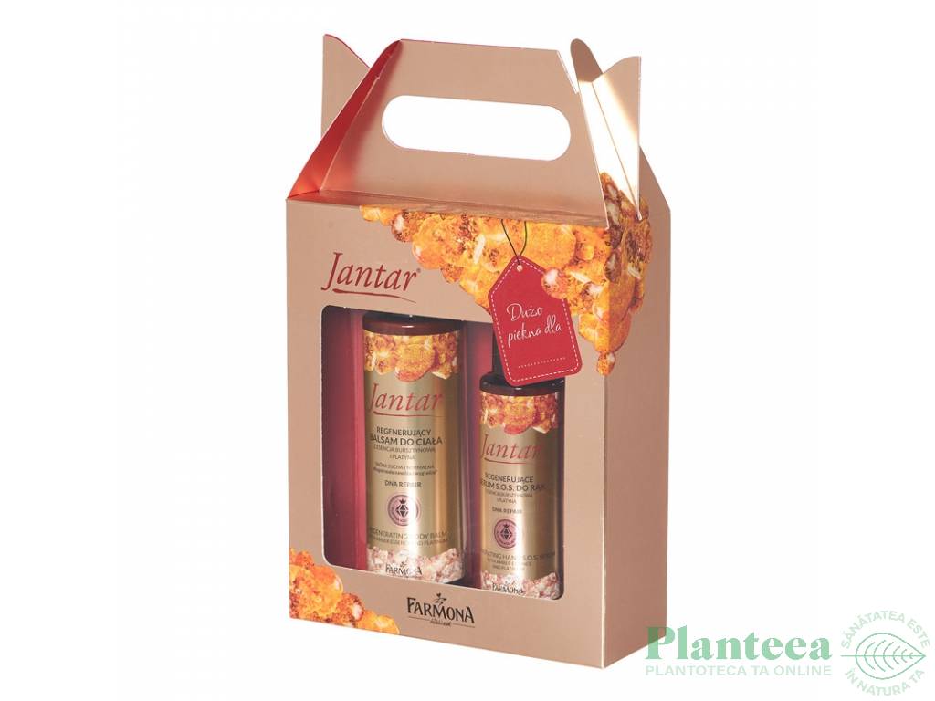 Set Cadou chihlimbar platina [Balsam corp 200ml+Ser maini 100ml] Jantar 2b - FARMONA