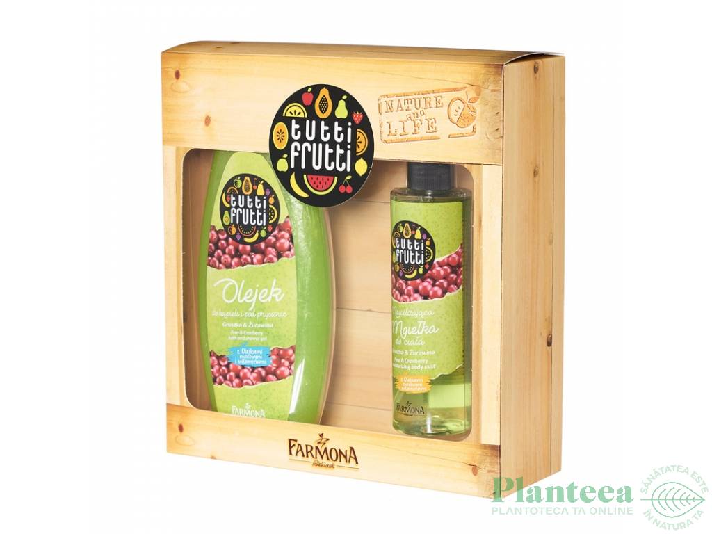 Set Cadou pere merisoare [Ulei baie dus 425ml+Spray corp 200ml] Tutti Frutti 2b - FARMONA