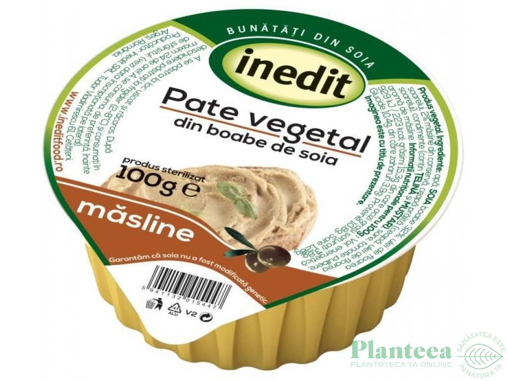 Pate vegetal soia masline 100g - INEDIT