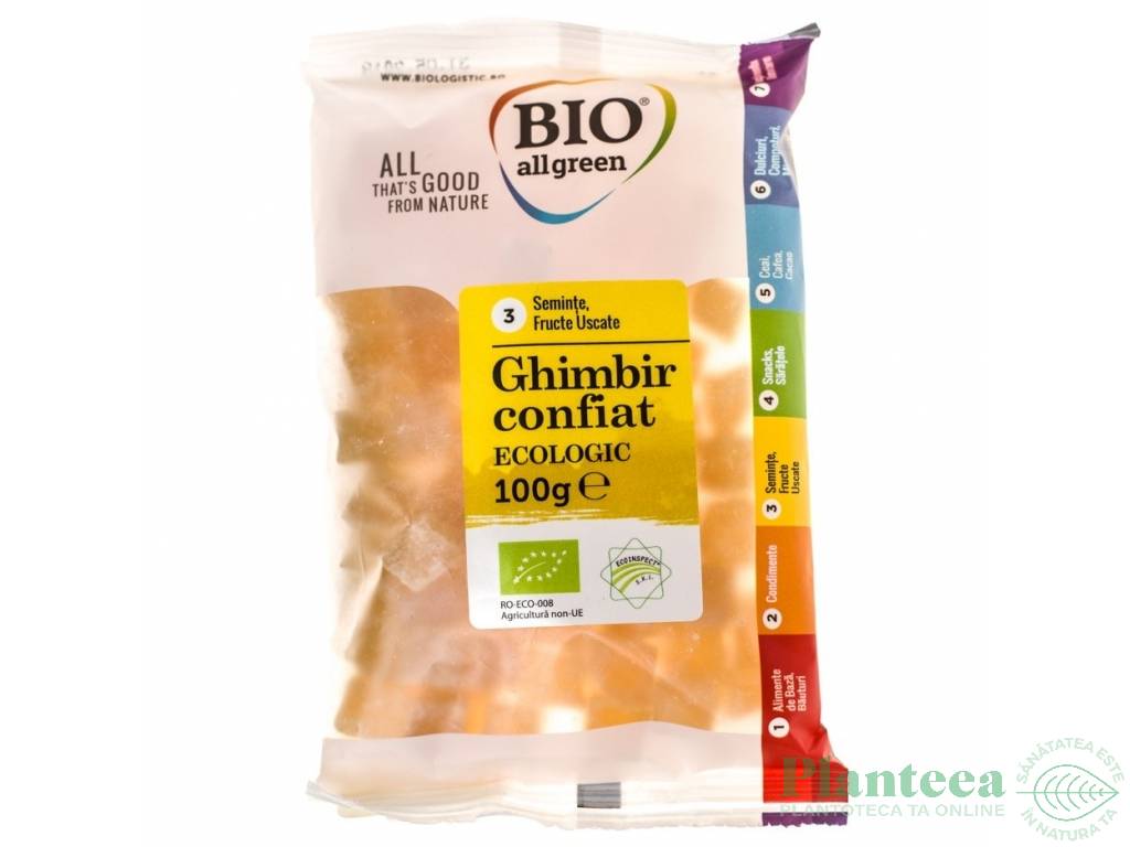 Ghimbir confiat bucati eco 100g - BIO ALL GREEN