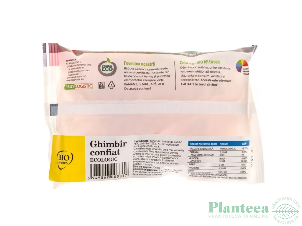 Ghimbir confiat bucati eco 100g - BIO ALL GREEN
