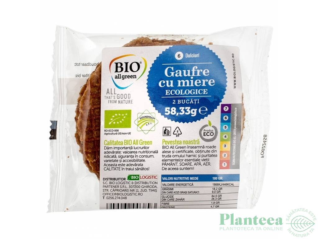 Gaufre miere eco 2buc 58,33g - BIO ALL GREEN