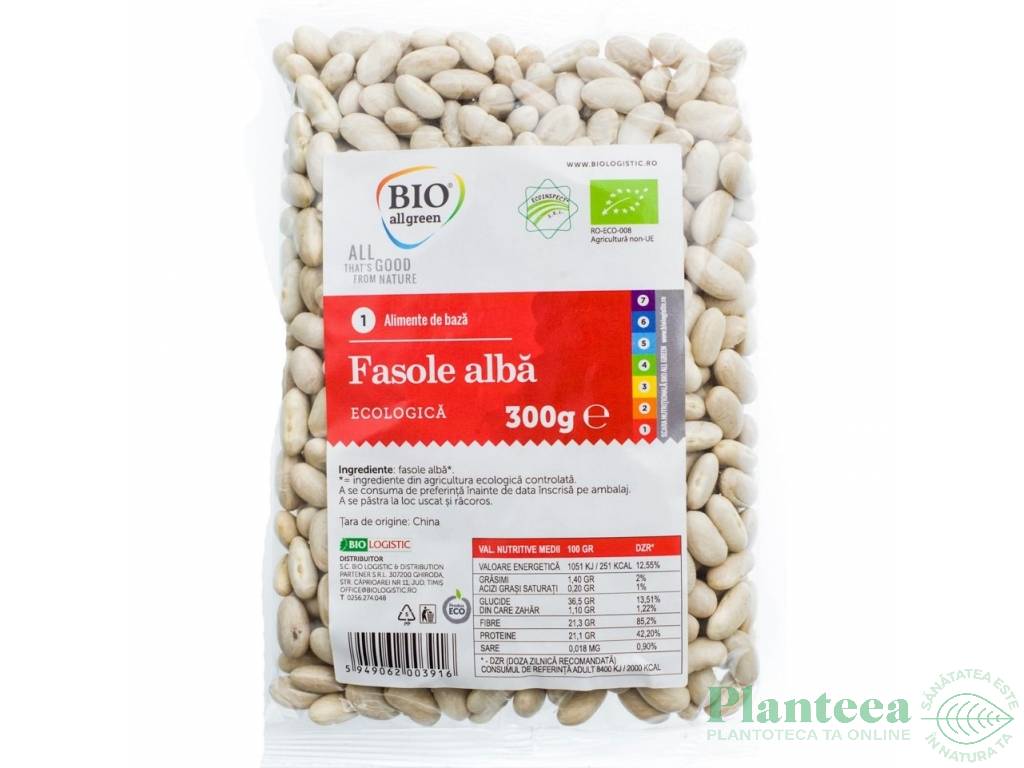 Fasole alba boabe eco 300g - BIO ALL GREEN