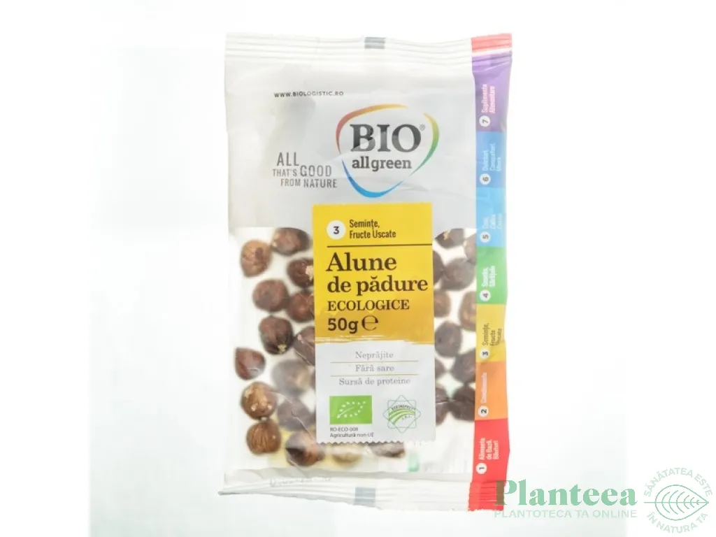 Alune padure crude intregi eco 50g - BIO ALL GREEN