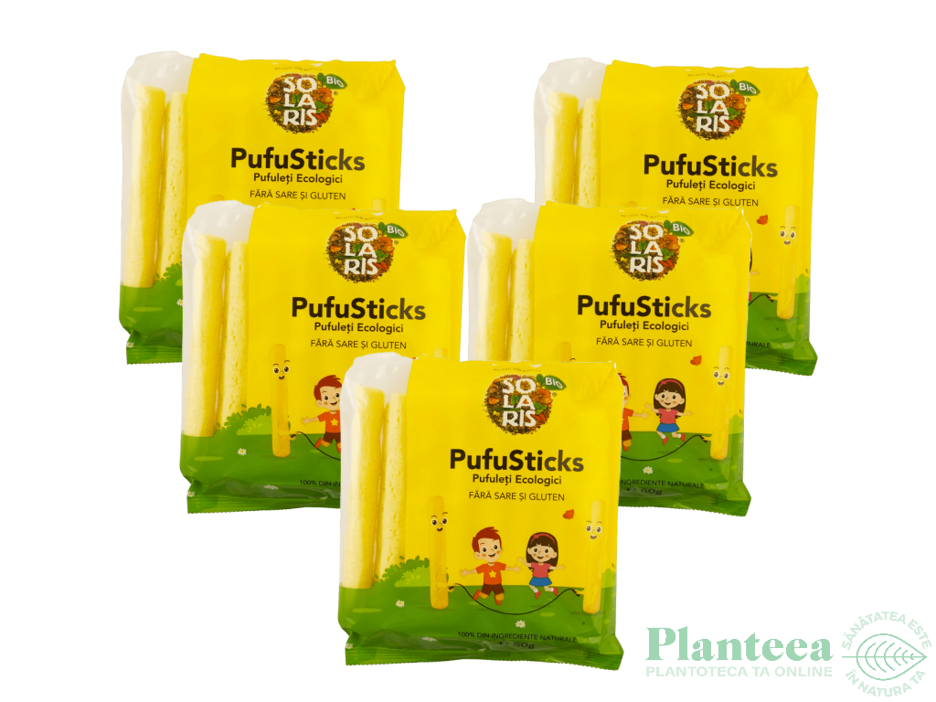 Set Pufuleti porumb fara sare fara gluten PufuSticks eco 5x60g - SOLARIS