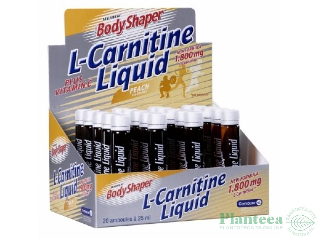 Shot L carnitina 1800mg piersica 20x25ml - BODY SHAPER