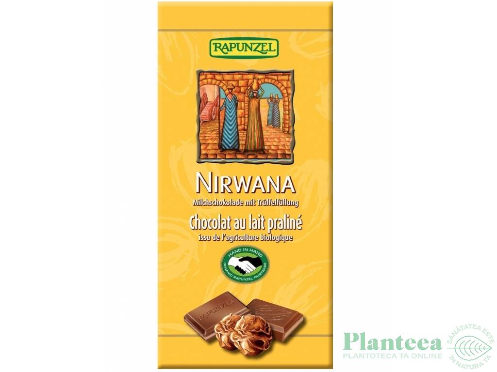 Ciocolata lapte integral cu praline alune Nirwana eco 100g - RAPUNZEL