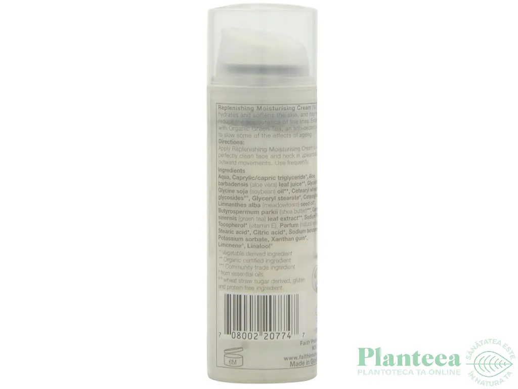 Crema fata hidratanta ceai verde 50ml - FAITH IN NATURE