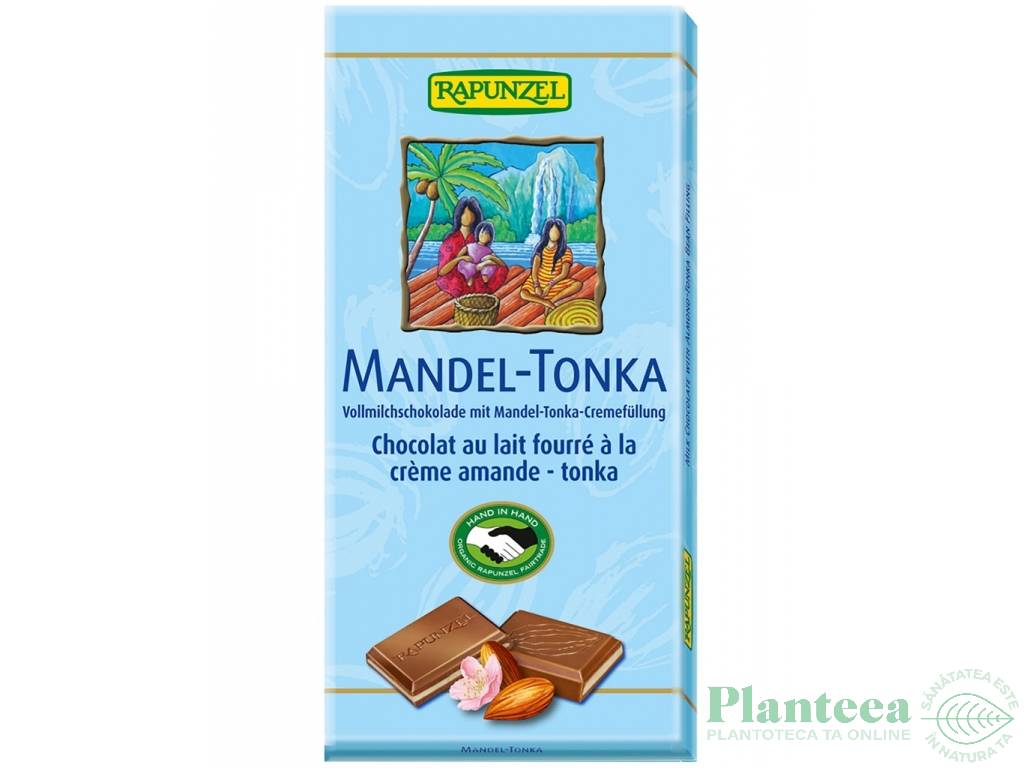 Ciocolata lapte integral cu crema migdale tonka eco 100g - RAPUNZEL