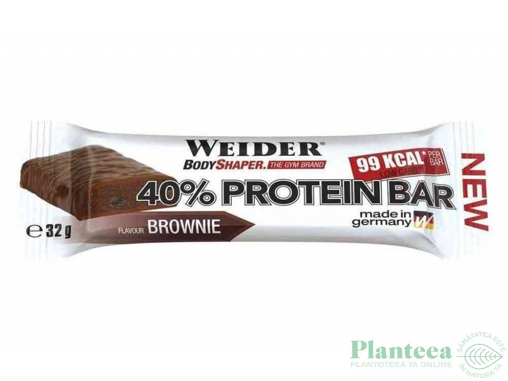 Baton proteic 40% ProteinBar brownie 32g - BODY SHAPER