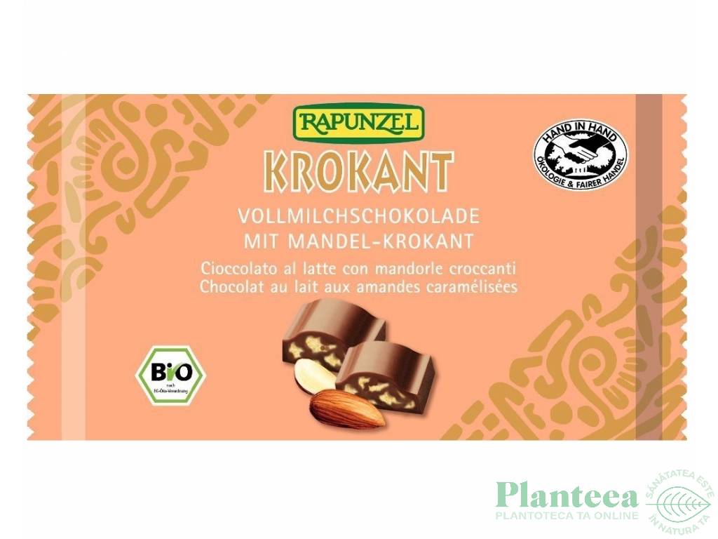 Ciocolata lapte integral cu migdale crocante eco 100g - RAPUNZEL