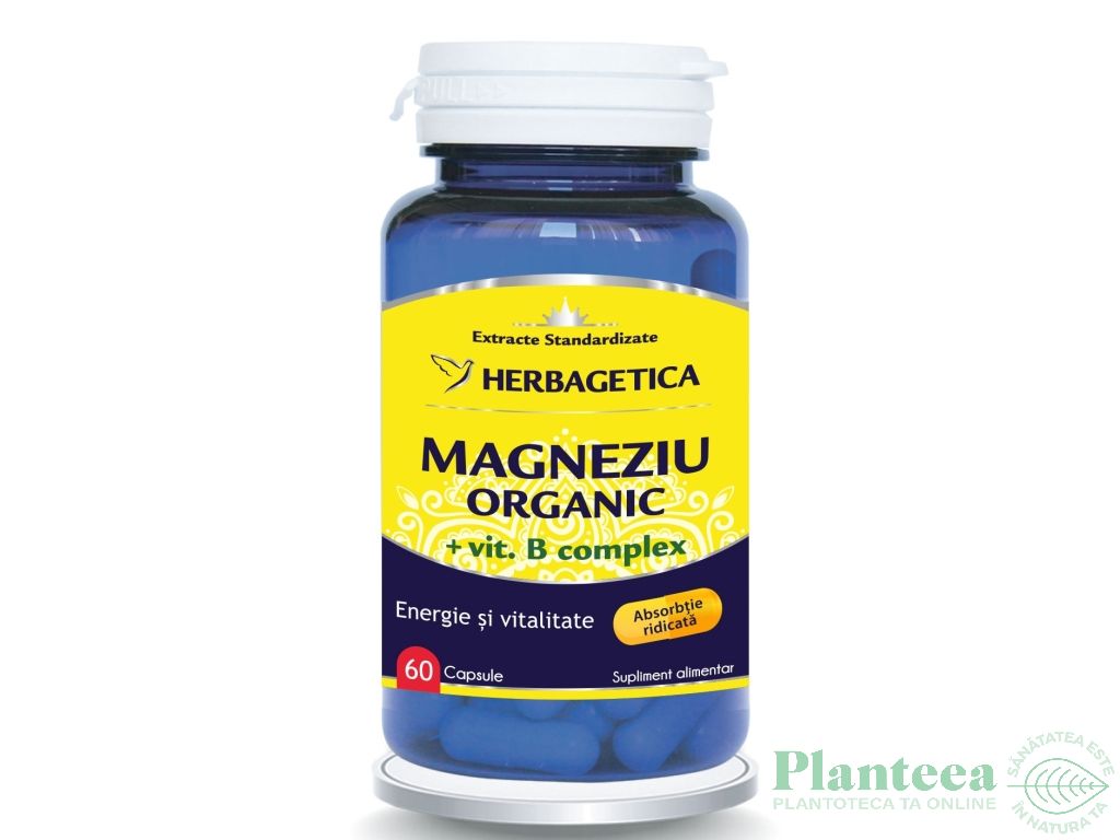 Magneziu organic B complex 60cps - HERBAGETICA