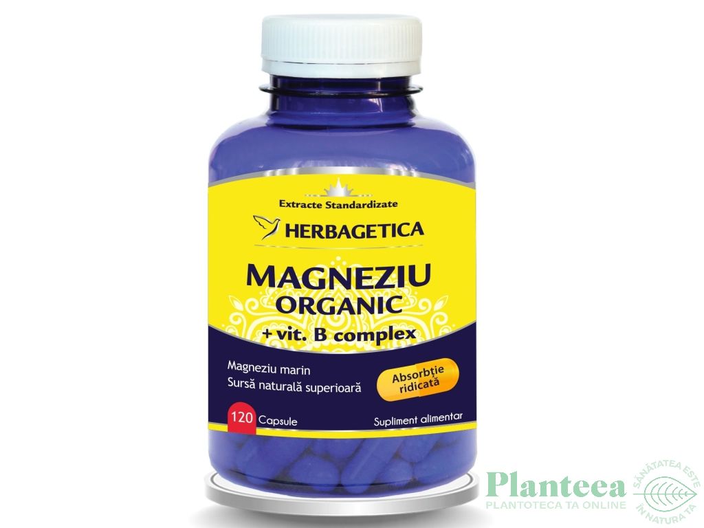 Magneziu organic B complex 120cps - HERBAGETICA