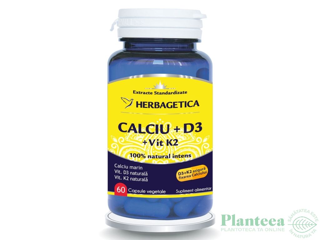 Calciu D3 K2 60cps - HERBAGETICA