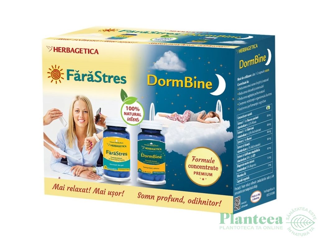 Pachet FaraStres DormBine 30+30cps - HERBAGETICA