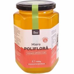 Miere poliflora cruda nefiltrata bio 1000g - OBIO