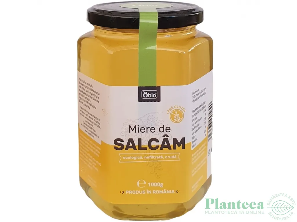 Miere salcam cruda nefiltrata bio 1000g - OBIO