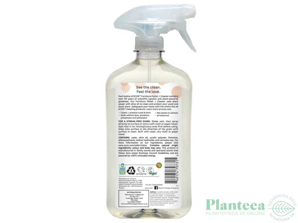 Solutie polish mobila masline {pv} 500ml - EARTH FRIENDLY