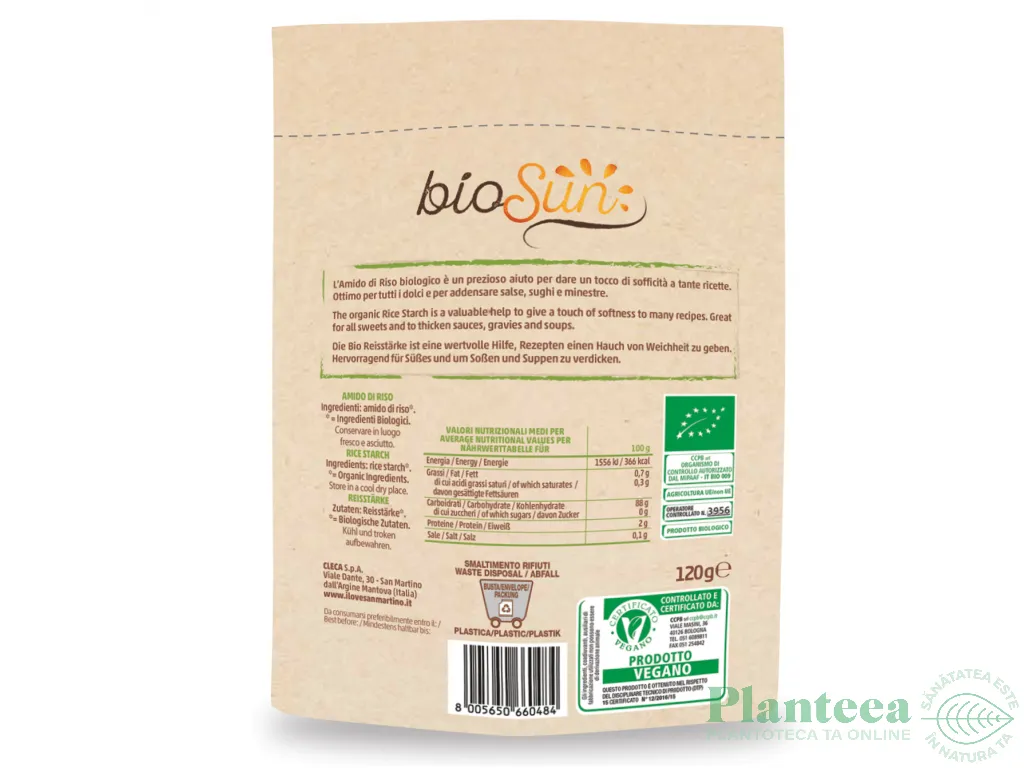 Amidon orez fara gluten bio 120g - BIOSUN