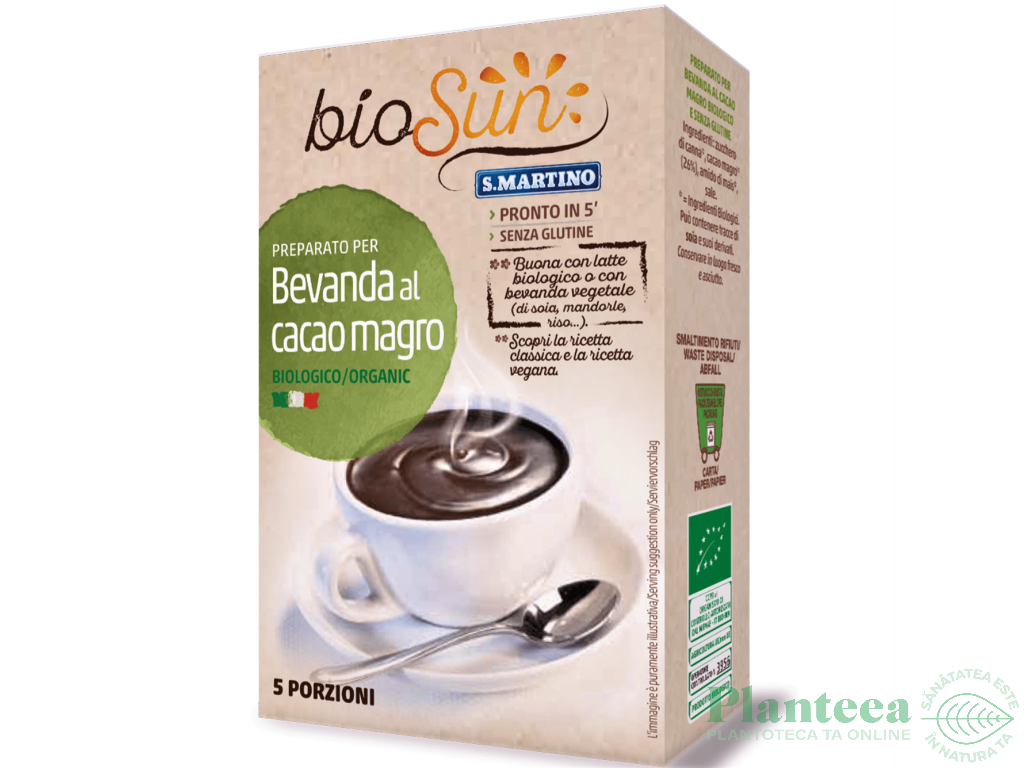 Preparat ciocolata calda degresata fara gluten bio 125g - BIOSUN