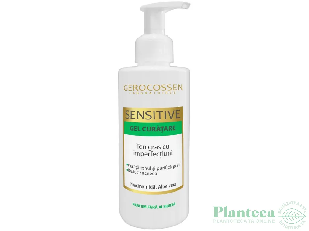 Gel curatare ten gras niacinamida aloe vera Sensitive 200ml - GEROCOSSEN