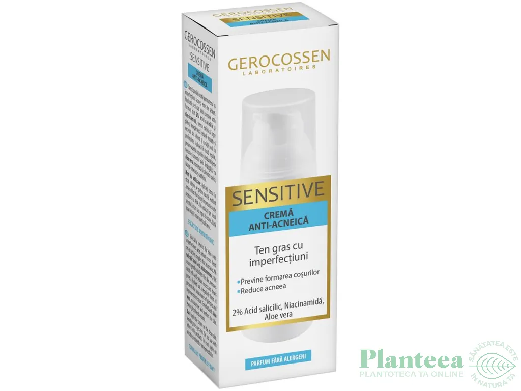 Crema antiacnee ten gras acid salicilic niacinamida Sensitive 50ml - GEROCOSSEN