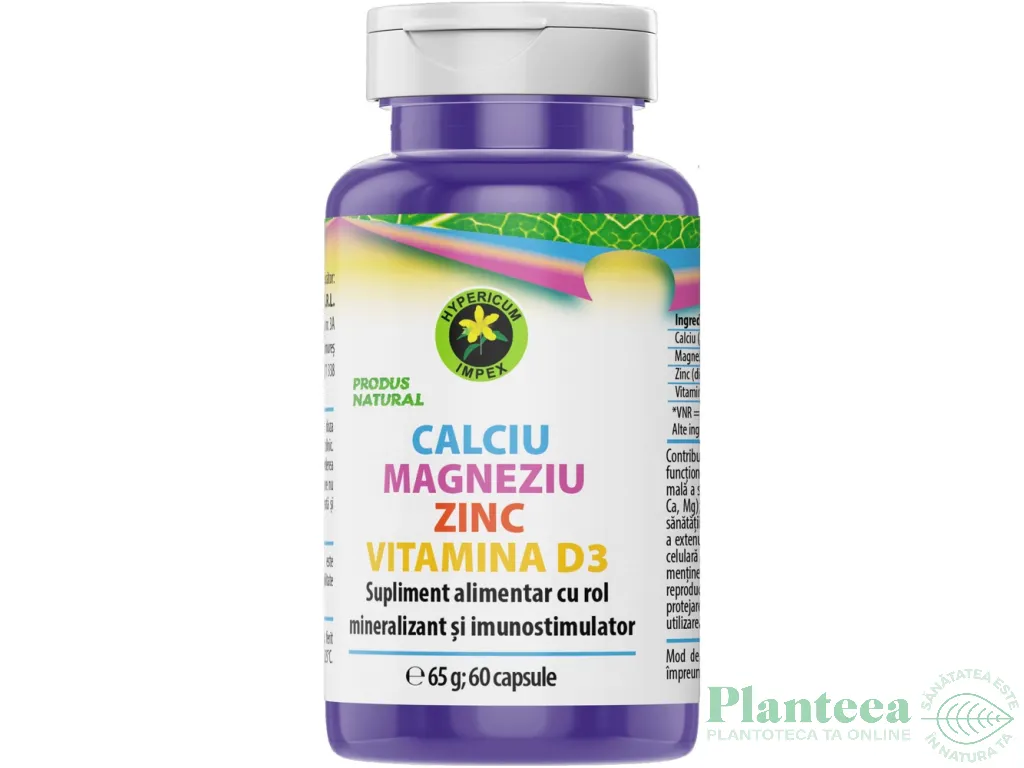 Calciu Mg Zn D3 60cps - HYPERICUM