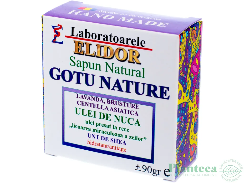 Sapun natural hidratant antiage lavanda brusture centella Gotu Nature 90g - ELIDOR