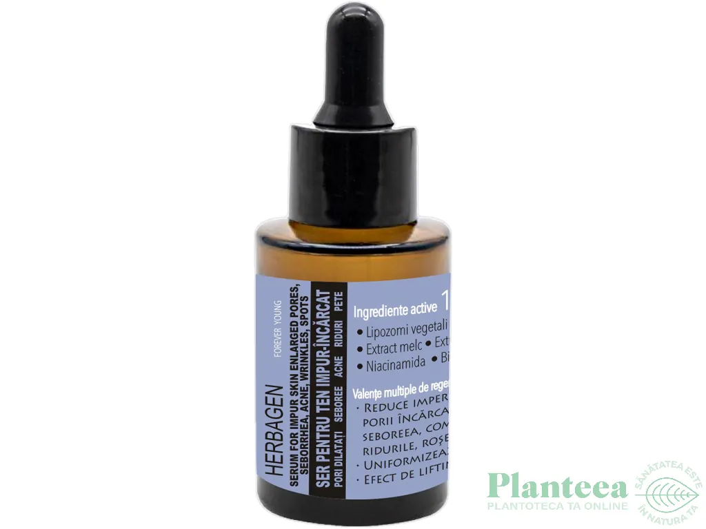Ser ten impur incarcat pori dilatati seboree acnee riduri pete 30ml - HERBAGEN