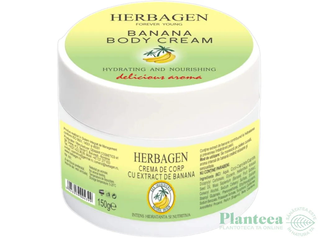 Crema corp banana intens hidratanta nutritiva 150g - HERBAGEN