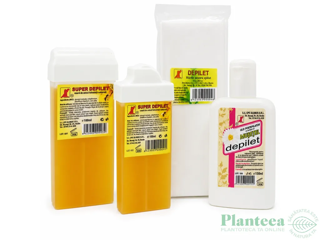 Kit Epilare piele normala [Roll on mare natural+ Roll on mic + 25Benzi hartie + Ulei 150ml] 4b - DEPILET