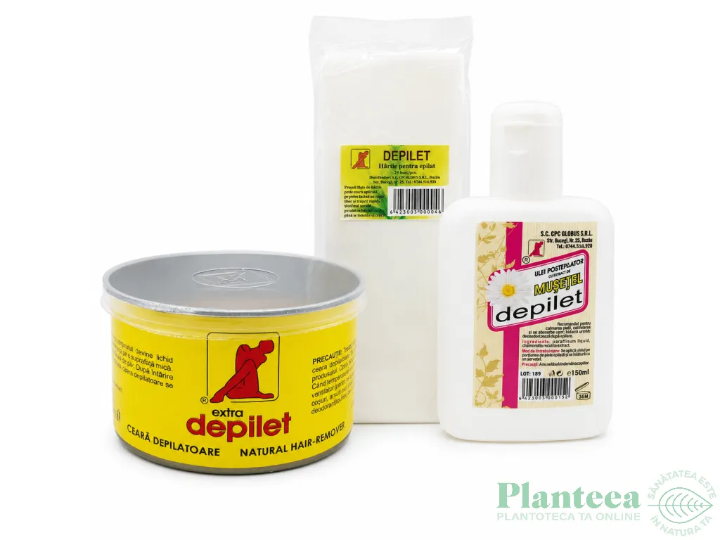 Kit Epilare clasica cu benzi [Ceara Extra 350ml + 25Benzi + Ulei 150ml] 3b - DEPILET