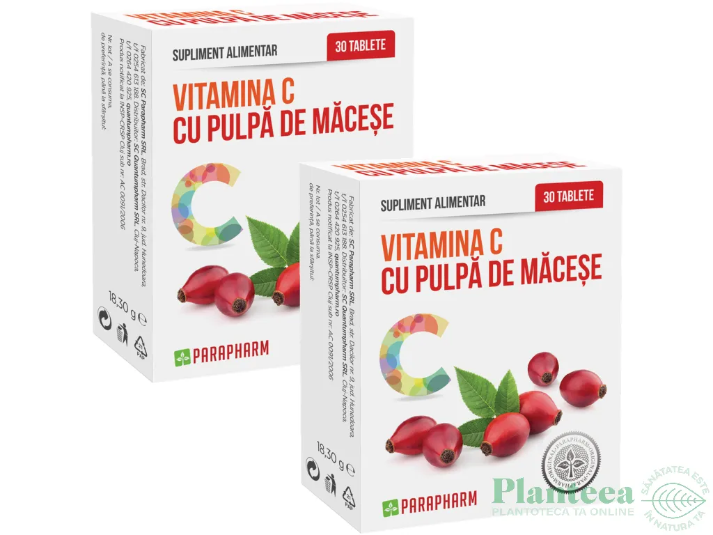 Set Vitamina C pulpa macese 2x30cp - PARAPHARM