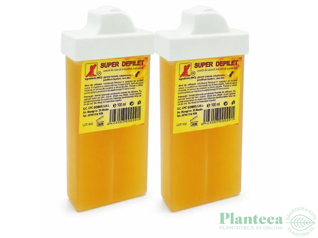 Set Ceara epilatoare unica folosinta naturala aplicator mic Super 2x100ml - DEPILET