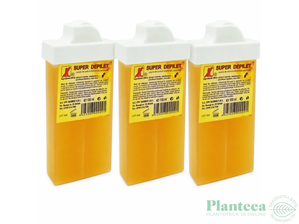 Set Ceara epilatoare unica folosinta naturala aplicator mic Super 3x100ml - DEPILET