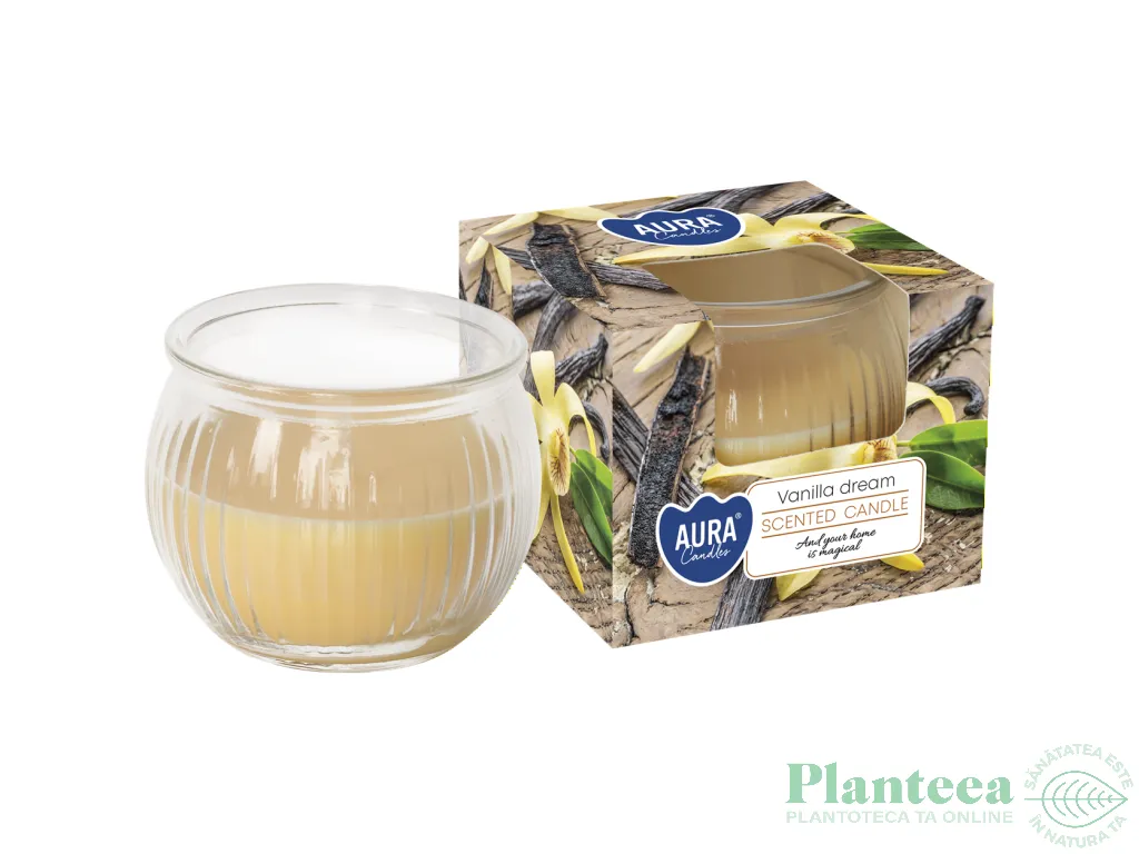 Lumanare parfumata pahar 18h Vanilla Dream 80g - AURA