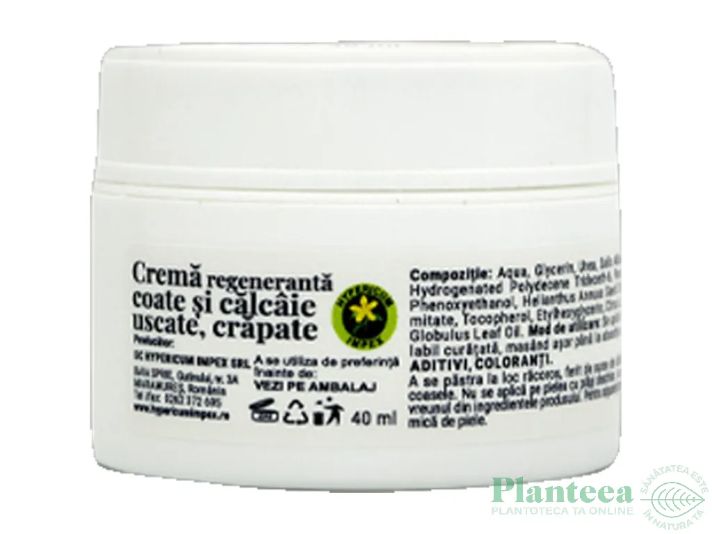 Crema regeneranta coate calcaie uscate crapate 40ml - HYPERICUM