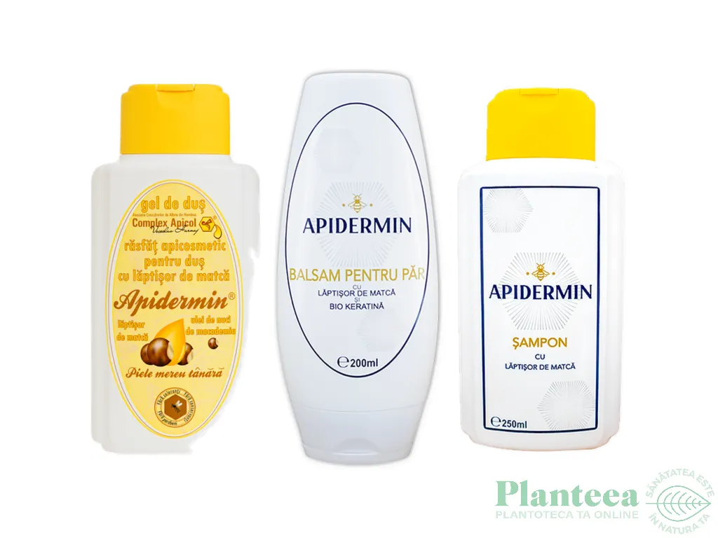 Caseta cadou Apidermin [Gel dus+Balsam par+Sampon] 3b - COMPLEX APICOL