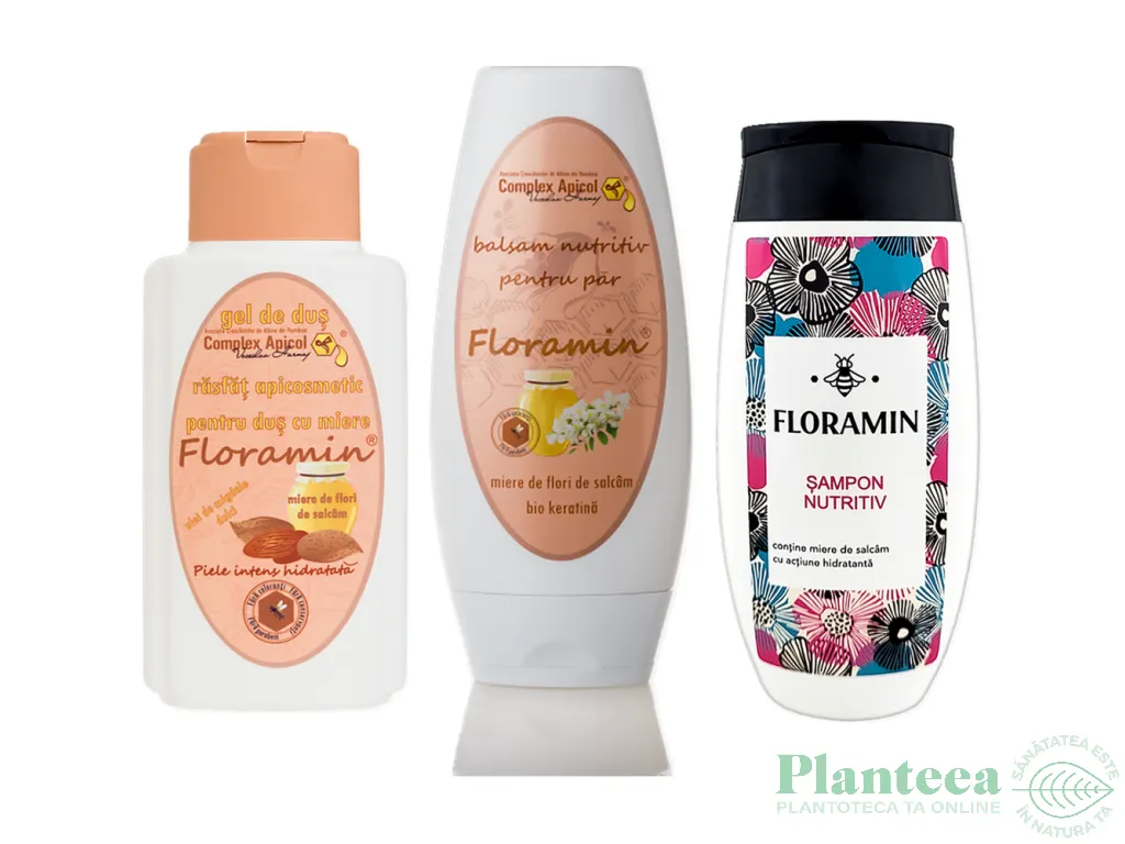 Caseta cadou Floramin [Gel dus+Balsam par+Sampon] 3b - COMPLEX APICOL