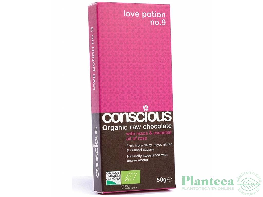 Ciocolata neagra 65% Love Potion no9 raw eco 50g - CONSCIOUS