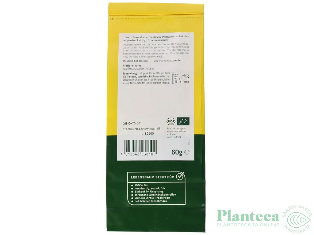 Ceai menta eco 60g - LEBENSBAUM