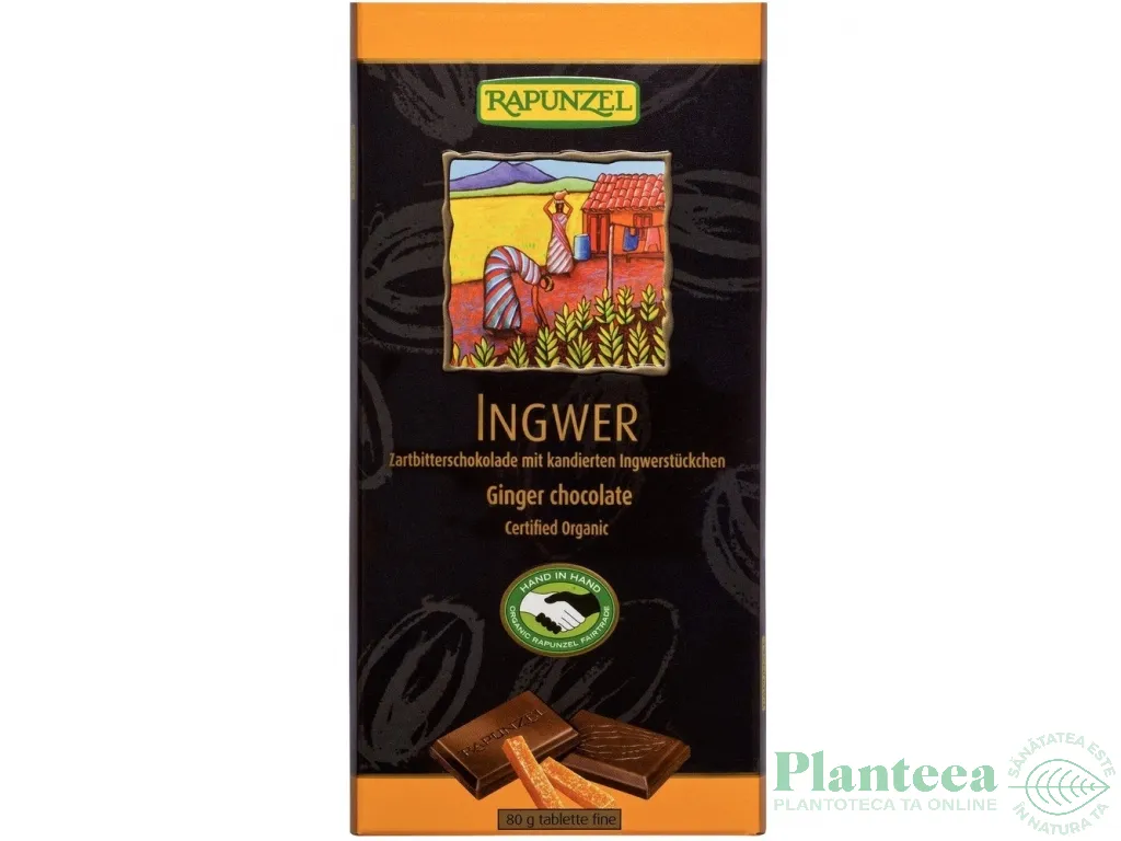Ciocolata neagra 55% ghimbir eco 80g - RAPUNZEL