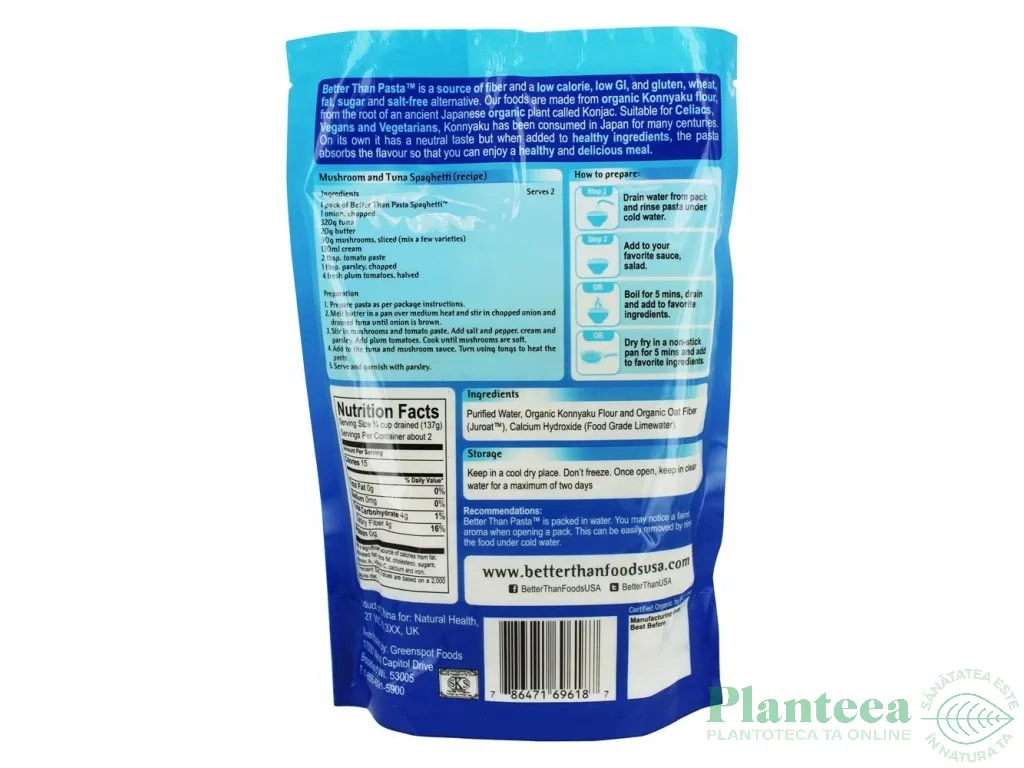 Paste spaghete konjac eco 385g - BETTER THAN FOODS