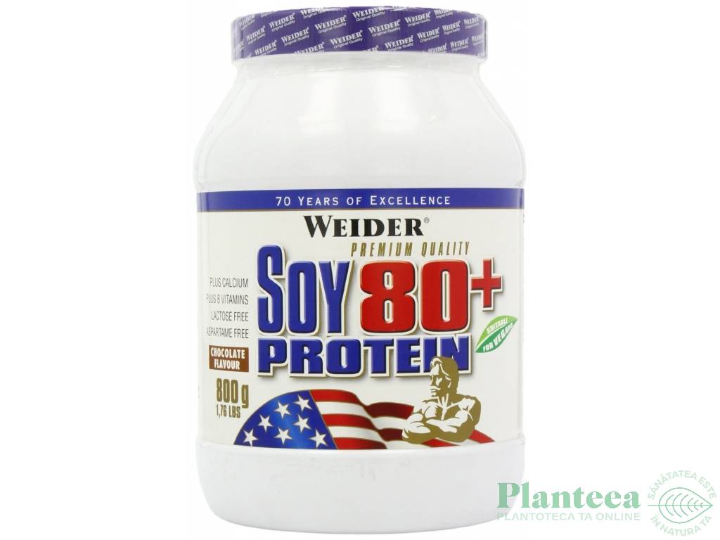 Pulbere proteica soia izolat 80+ ciocolata 800g - WEIDER