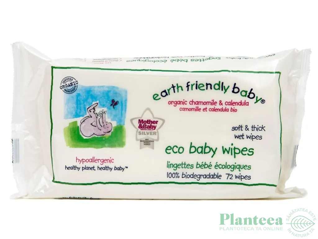 Servetele umede aloe vera bebe 72b - EARTH FRIENDLY